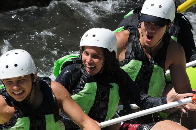 happy folks rafting on the south fork american river