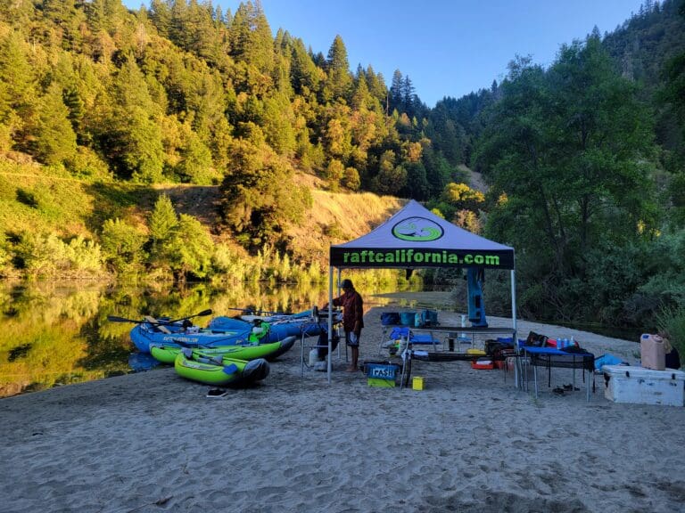 Beach kitchen at camp on the Lower Klamath River