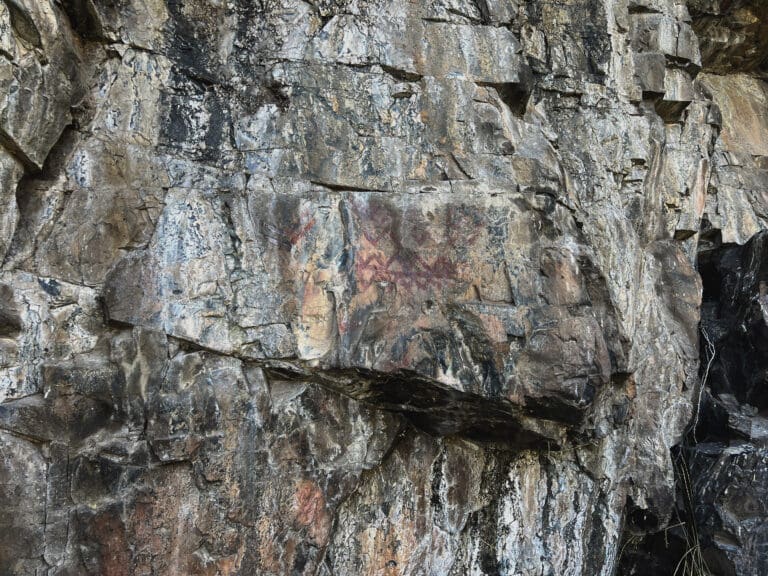 Petroglyphs painted on rock walls